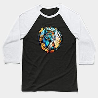 Leopard Animal Portrait Stained Glass Wildlife Outdoors Adventure Baseball T-Shirt